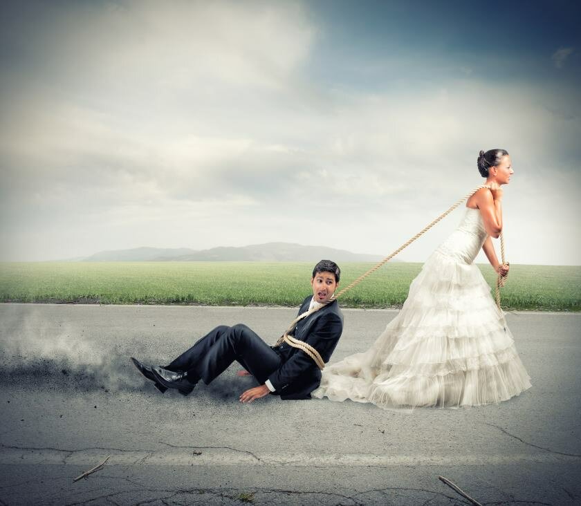 Not all men feel like they're being dragged away kicking and screaming into marriage but they ALL have to pull away at some point. Man Dragged Away Marriage Feel Like Pull Away