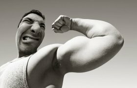 Evolution Man Showing Biceps Science Man